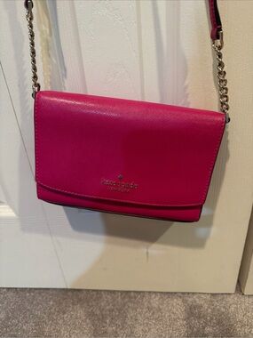 kate spade Hot Pink Leather Crossbody with Chain Strap